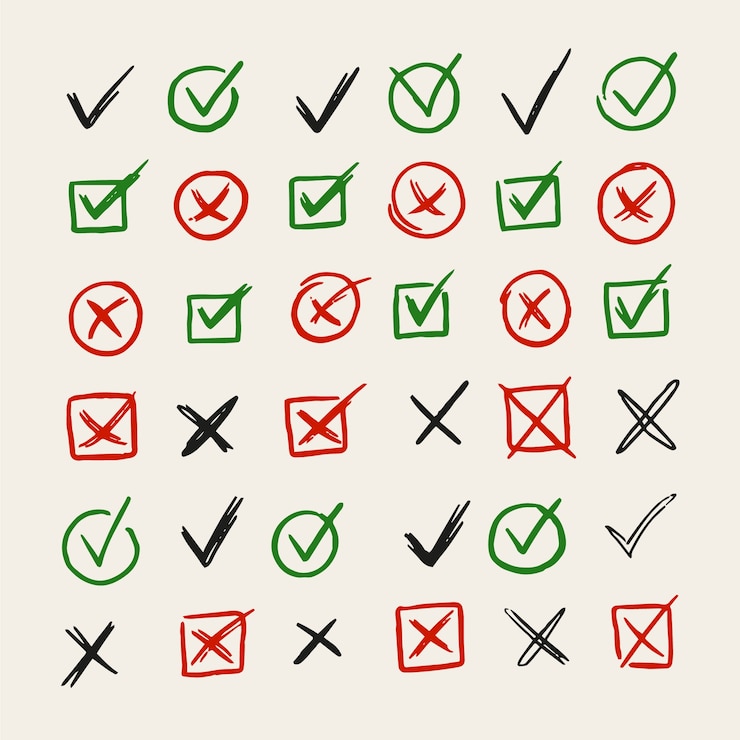 Vetor grátis ícone de marca de verificação desenhado à mão