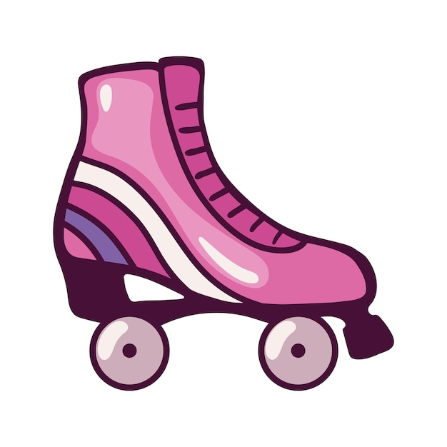 Ícone de pop art de skate rosa isolado