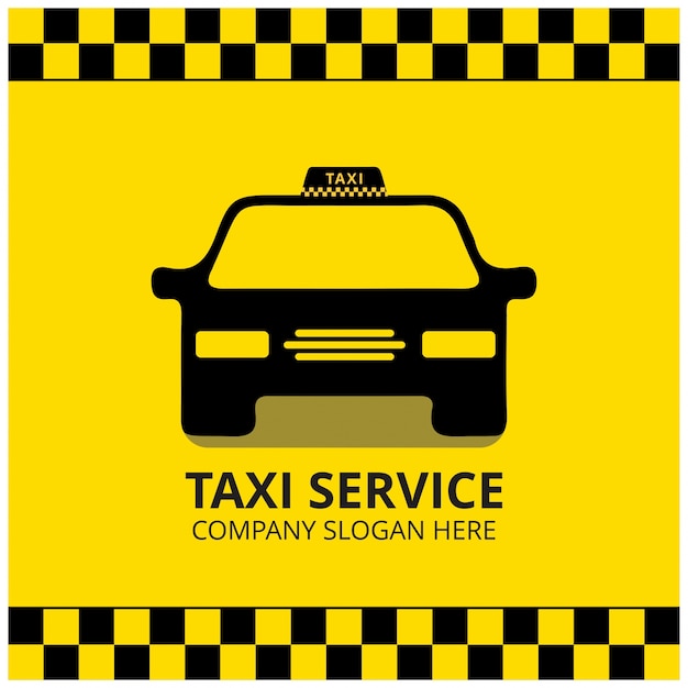 Vetor grátis Ícone de táxi serviço de táxi black taxi car yellow background