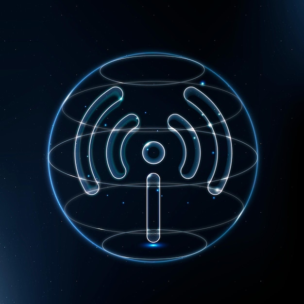 Ícone de tecnologia de rede de ponto de acesso em azul em fundo gradiente