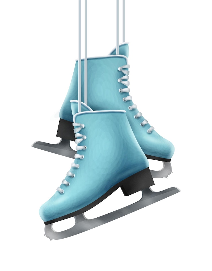 Vetor grátis ícone de vetor de estilo dos desenhos animados. botas de patinação no gelo. isolado no fundo branco.