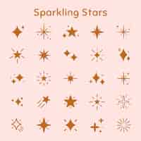 Vetor grátis Ícone de vetor de estrelas cintilantes definido em estilo liso marrom