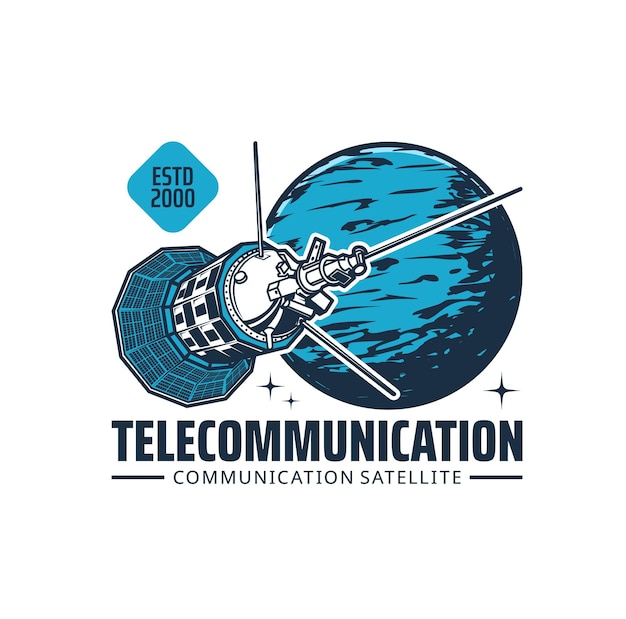 Ícone de vetor isolado de satélite de telecomunicações