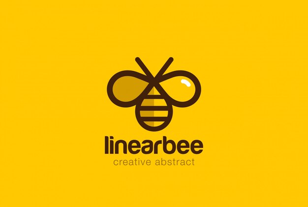 Ícone de vetor linear de logotipo de abelha.