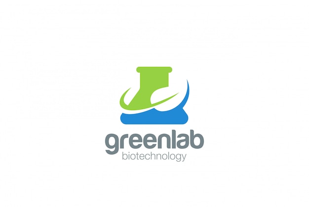 Ícone de vetor logotipo biológico verde bio lab.