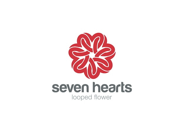 Ícone do logotipo da flor estrela do coração. estilo linear