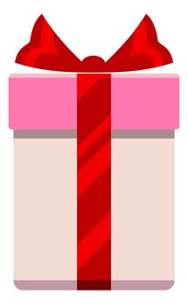 Ícone do pacote presente. design de caixa de presente plana com laço vermelho tradicional isolado no fundo branco