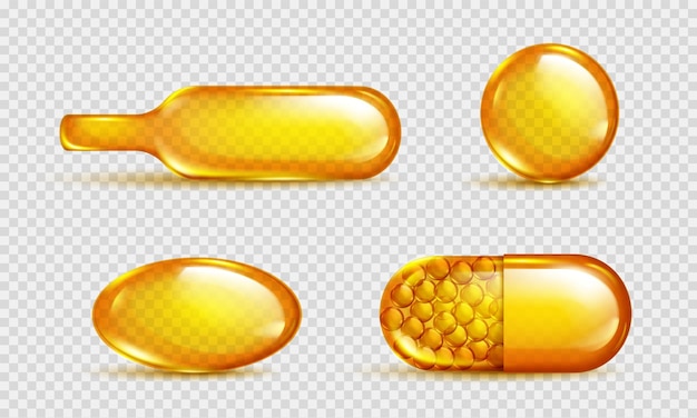 Vetor grátis Ícone isolado da cápsula do peixe da pílula da vitamina do óleo 3d