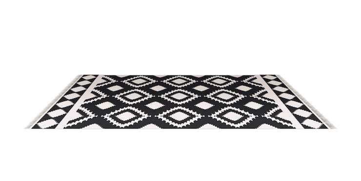 Vetor grátis ícone realista com tapete ornamental preto e branco no chão ilustração vetorial
