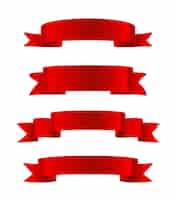 Vetor grátis Ícone realista conjunto de fitas vermelhas isoladas no fundo branco