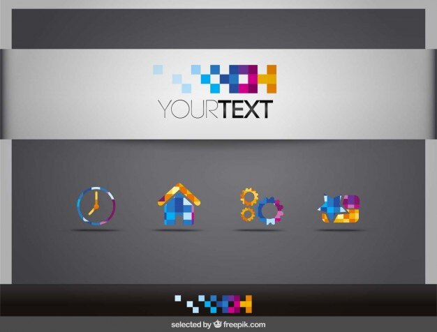 Vetor grátis ícones coloridos pixeled
