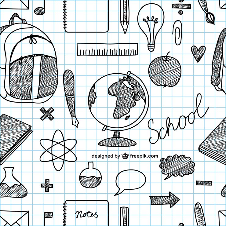 Vetor grátis ícones da escola desenhada à mão vetor
