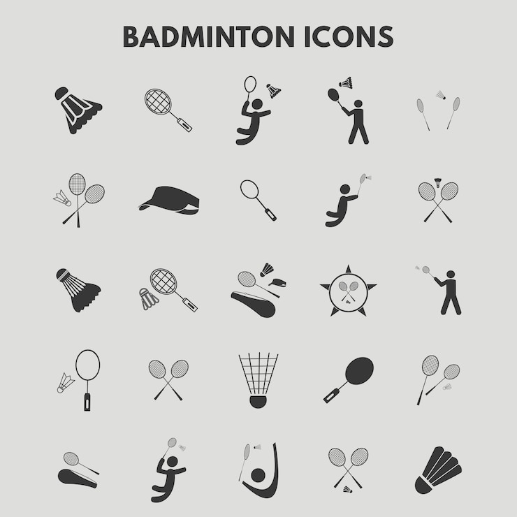Vetor grátis ícones de badminton