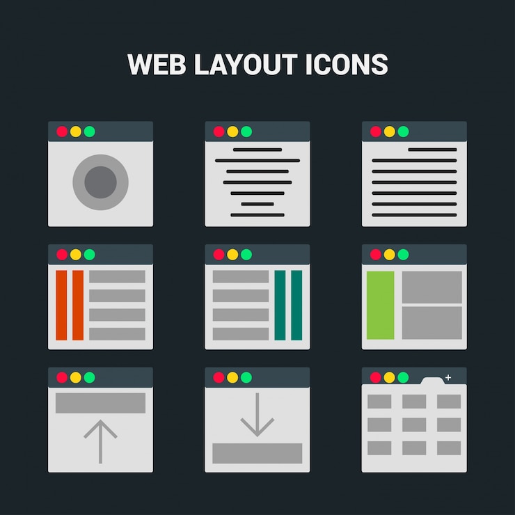 Vetor grátis ícones de layout da web