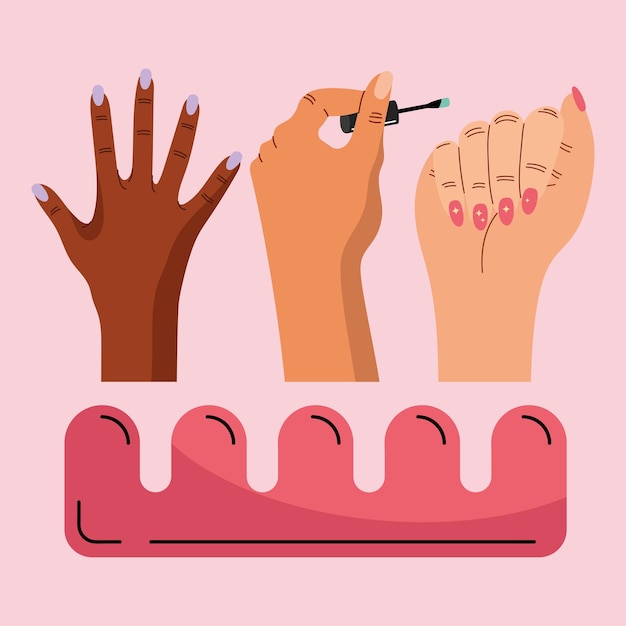 Ícones de manicure de mãos e equipamentos