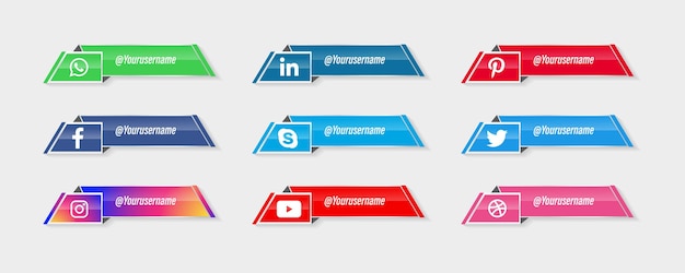 Ícones de mídia social banners no terço inferior