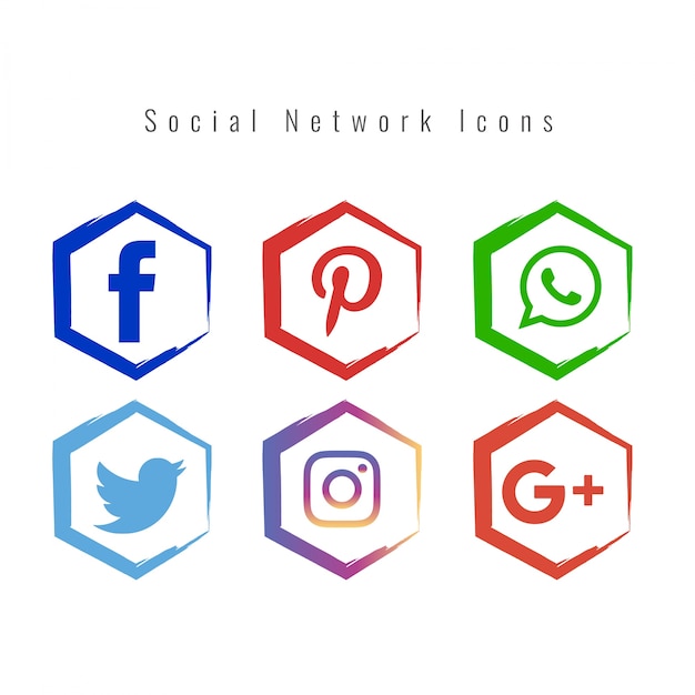 Ícones de mídia social colorida e abstrata