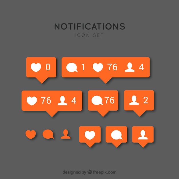 Vetor grátis Ícones de notificação instagram