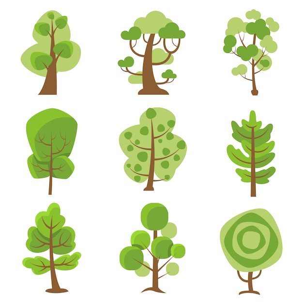 Ícones decorativos de logotipo de árvore