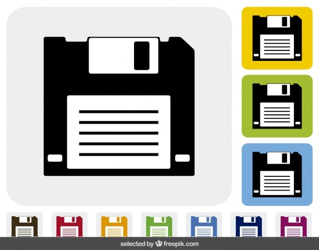 Ícones disquete em diferentes cores