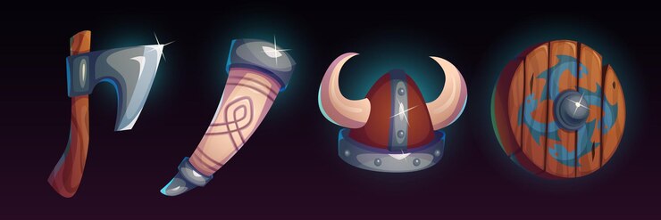 Vetor grátis iconos de jogos de ferramentas e armas vikings