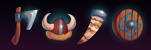 Iconos de jogos de ferramentas e armas vikings