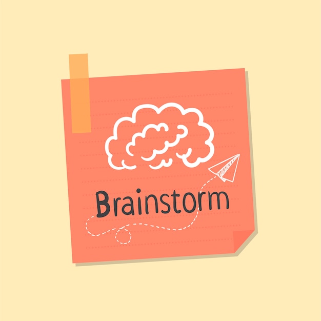 Idéias e ilustração de nota de brainstorming