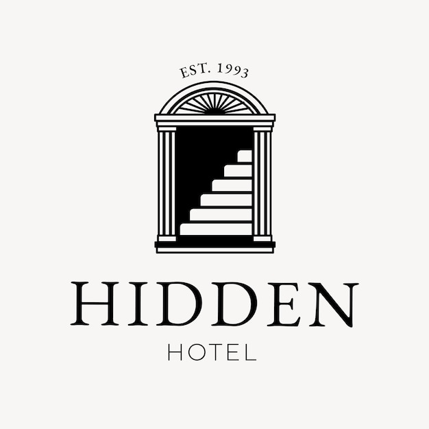 Identidade corporativa do vetor do logotipo do hotel editável com texto oculto do hotel