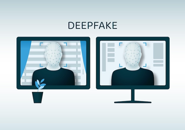Identificação biométrica do rosto de uma pessoa usando ia e sobrepondo-se a outro usando deepfake