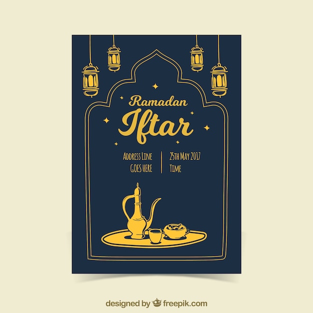 Iftar convite elegante e dourado