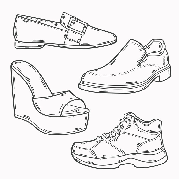 Vetor grátis ilustra??o de contorno de sapato desenhado ?