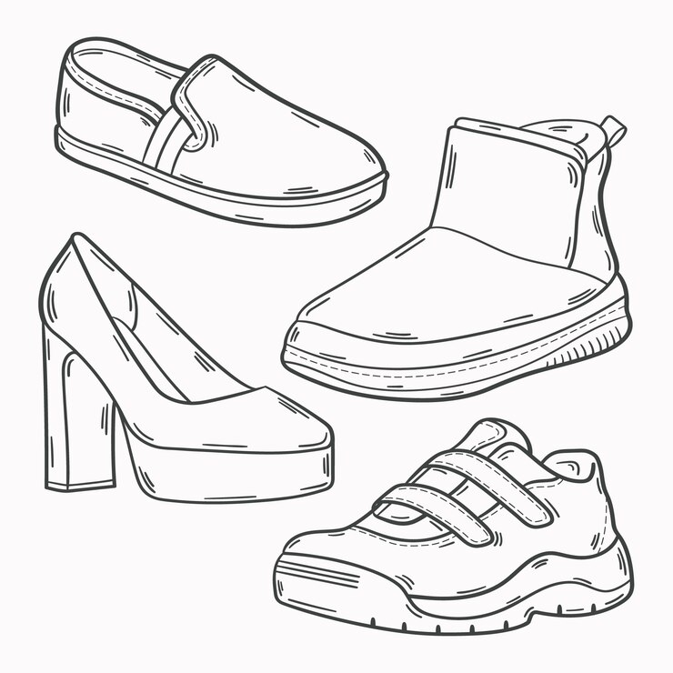Vetor grátis ilustra??o de contorno de sapato desenhado ?