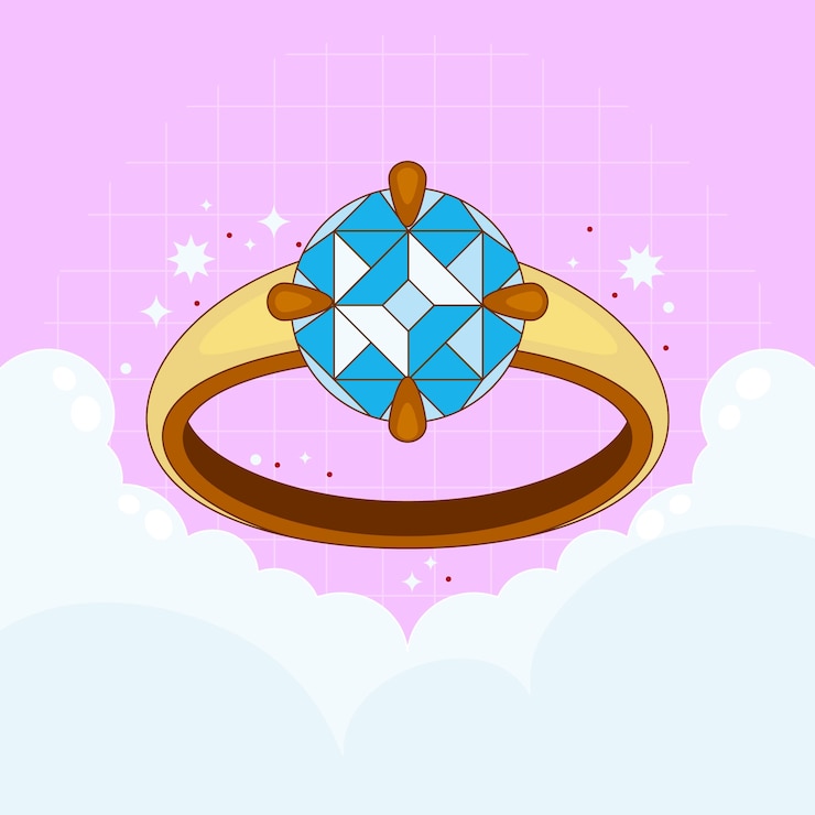 Vetor grátis ilustra??o de desenho animado de anel de diamante desenhado ?