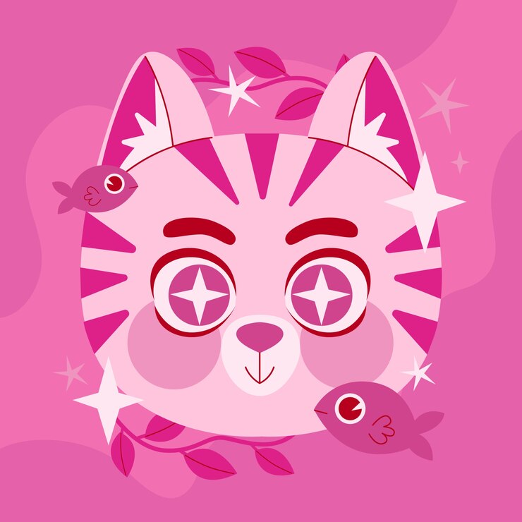 Vetor grátis ilustra??o de gato rosa choque desenhada ?