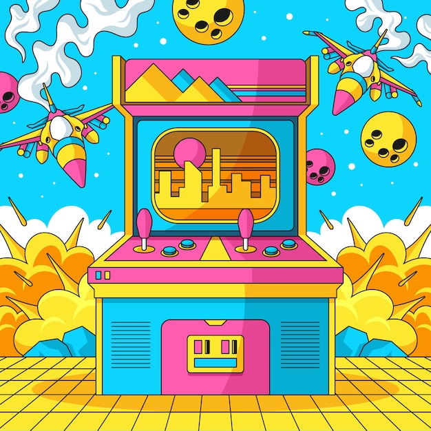 Ilustra??o de jogos retro desenhados ?