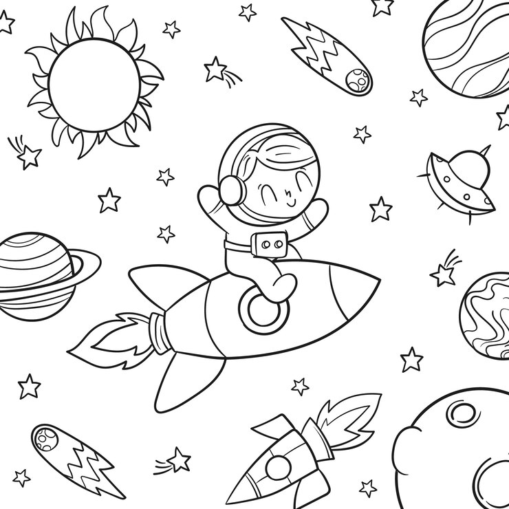 Vetor grátis ilustra??o de livro para colorir de astronauta