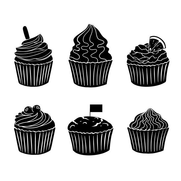 Ilustra??o de silhueta de cupcake desenhada ?