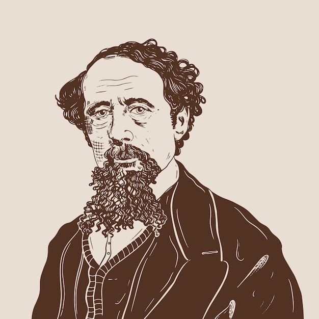 Ilustra??o desenhada ? m?o de Charles Dickens