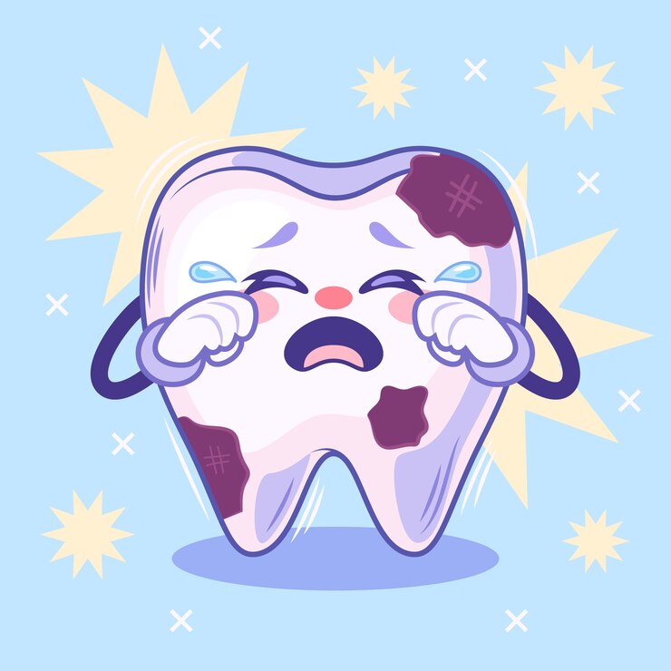 Vetor grátis ilustra??o desenhada ? m?o de dentes ruins