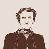 Vetor grátis ilustra??o desenhada ? m?o de edgar allan poe