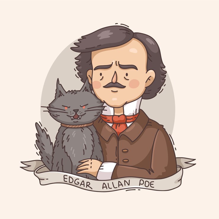 Vetor grátis ilustra??o desenhada ? m?o de edgar allan poe