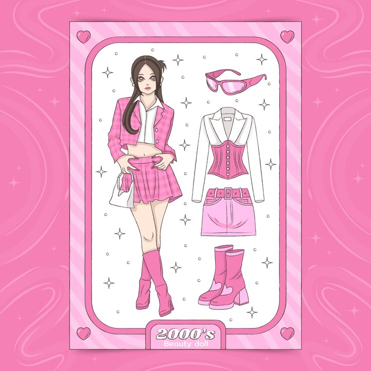 Vetor grátis ilustra??o desenhada ? m?o de menina y2k