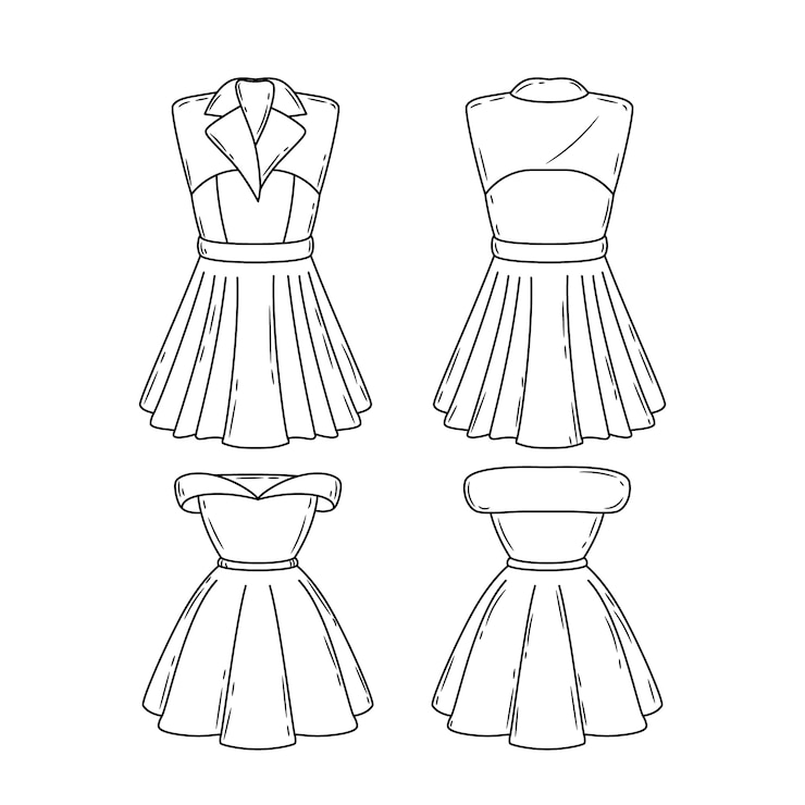 Vetor grátis ilustra??o do contorno do vestido desenhado ?