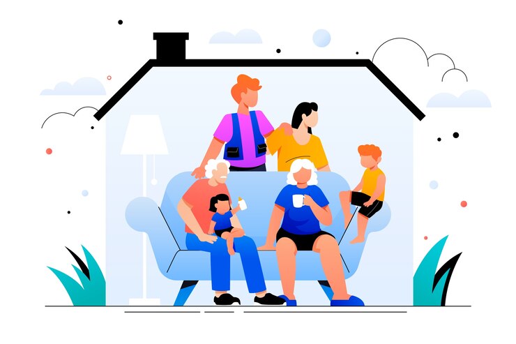 Vetor grátis ilustra??o gradiente de casa multigeracional