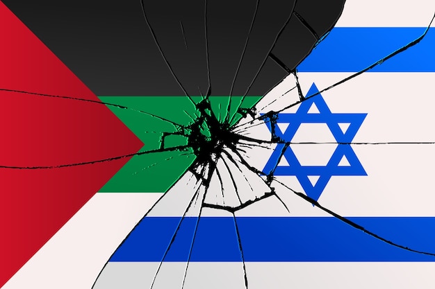 Ilustra??o plana da bandeira da guerra de Israel Palestina