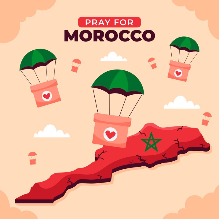 Vetor grátis ilustra??o plana de ajuda humanit?ria para terremoto em marrocos