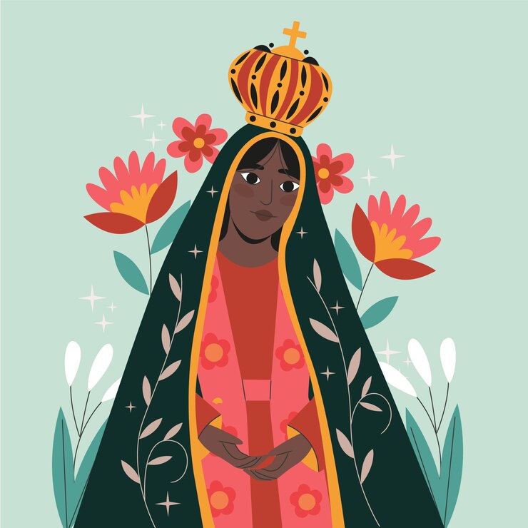 Vetor grátis ilustra??o plana nossa senhora aparecida