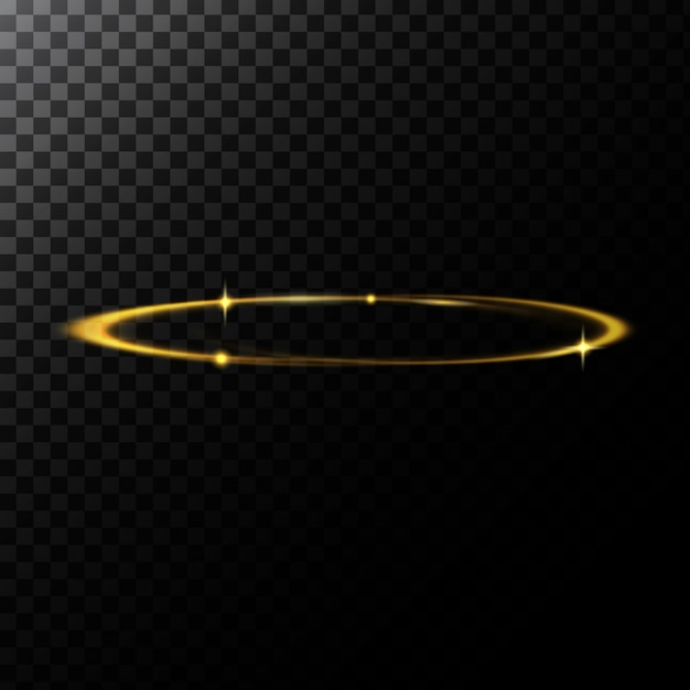 Ilustração abstrata do vetor de um efeito leve na forma de um círculo dourado