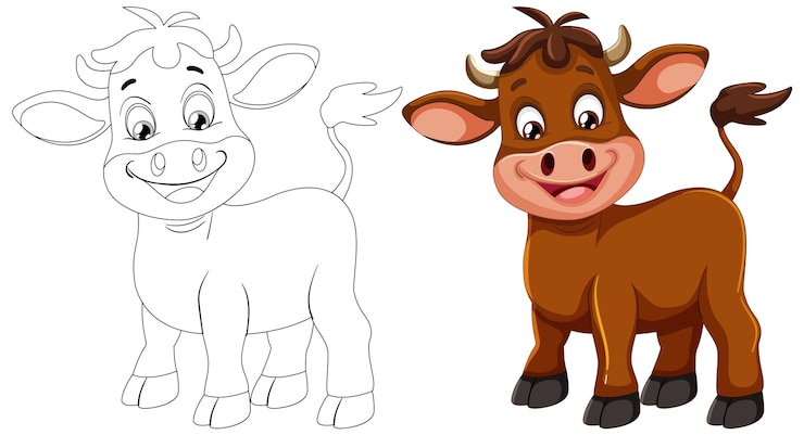 Vetor grátis ilustração alegre de vaca de desenho animado