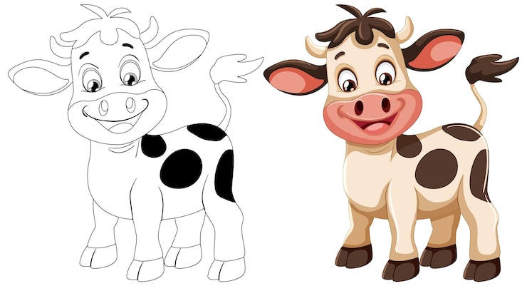 Vetor grátis ilustração alegre de vaca de desenho animado